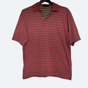 COPY - Bugatchi uomo orange color italian fabric stripe polo Mercerized cotton …